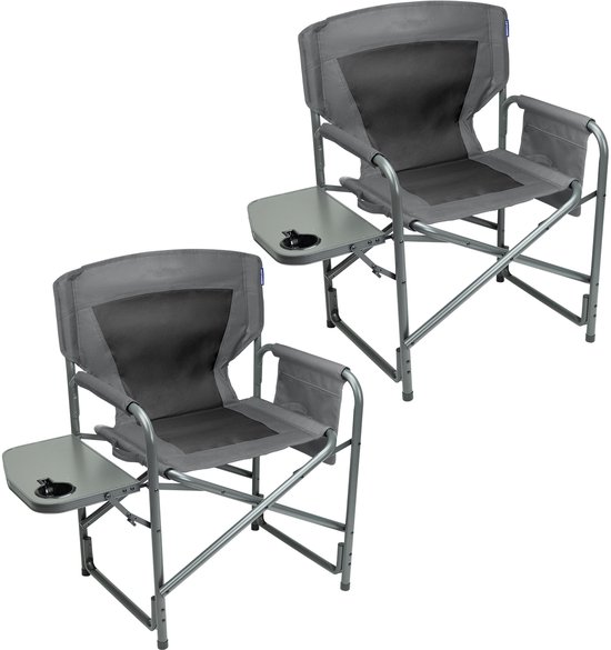 TRVLMORE Campingstoelen - Duo Pack - Opvouwbaar - Lichtgewicht - 120 kg draagvermogen - Grijs