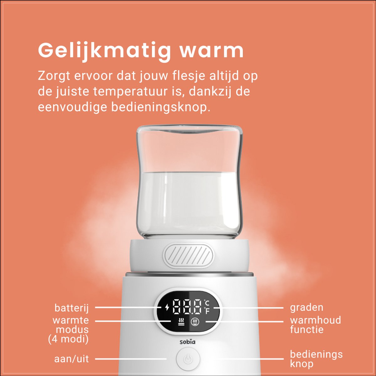 Sobia® Draagbare Flessenwarmer – USB-C - Afbeelding 2