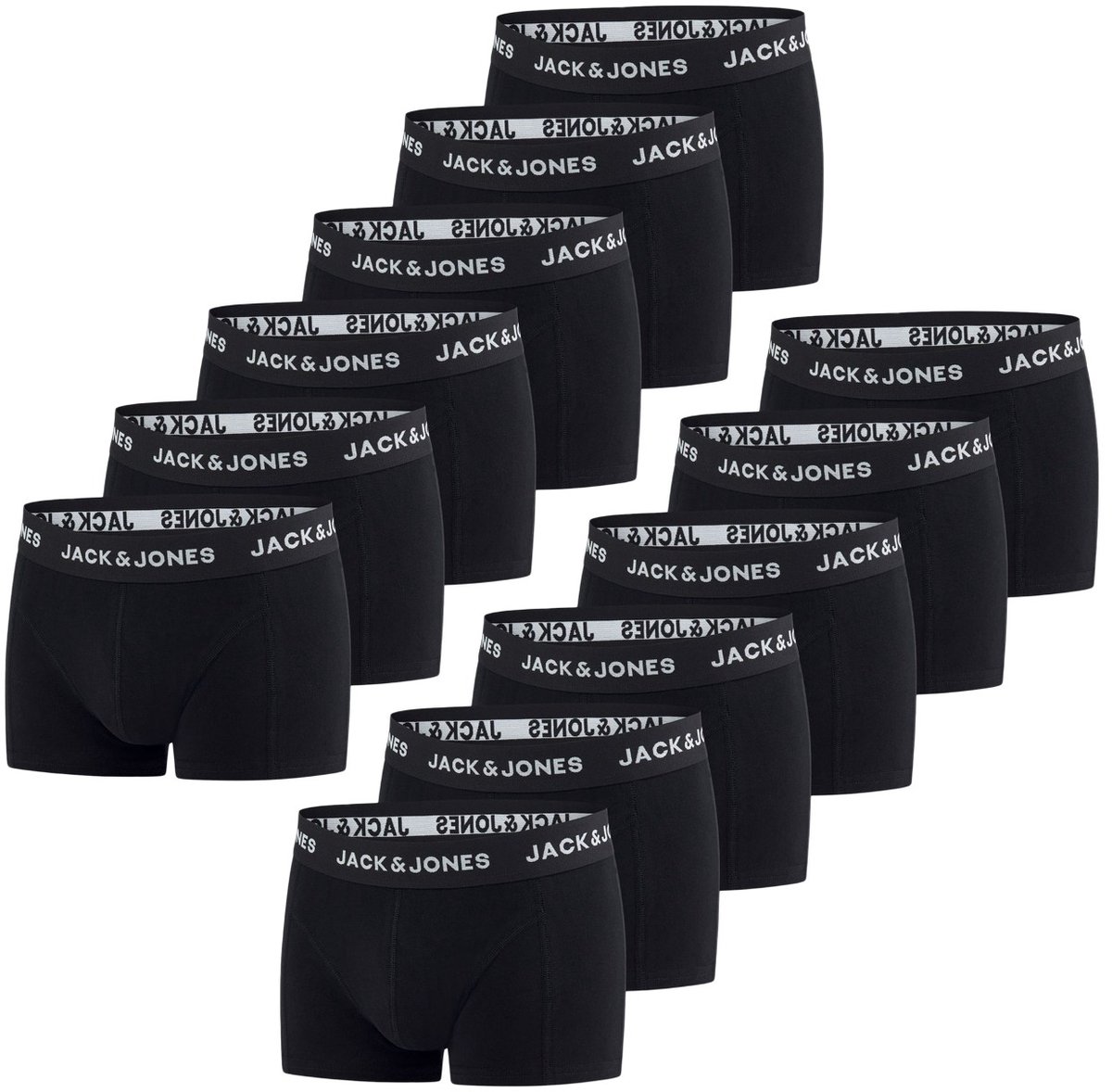 Jack & Jones Heren Boxershorts 12 Pack Basic Trunks Zwart S Ondergoed met Elastische Softband