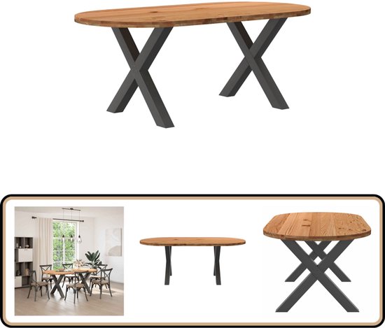 Eettafel rechthoekig 200x100x74 cm massief eikenhout lichtbruin