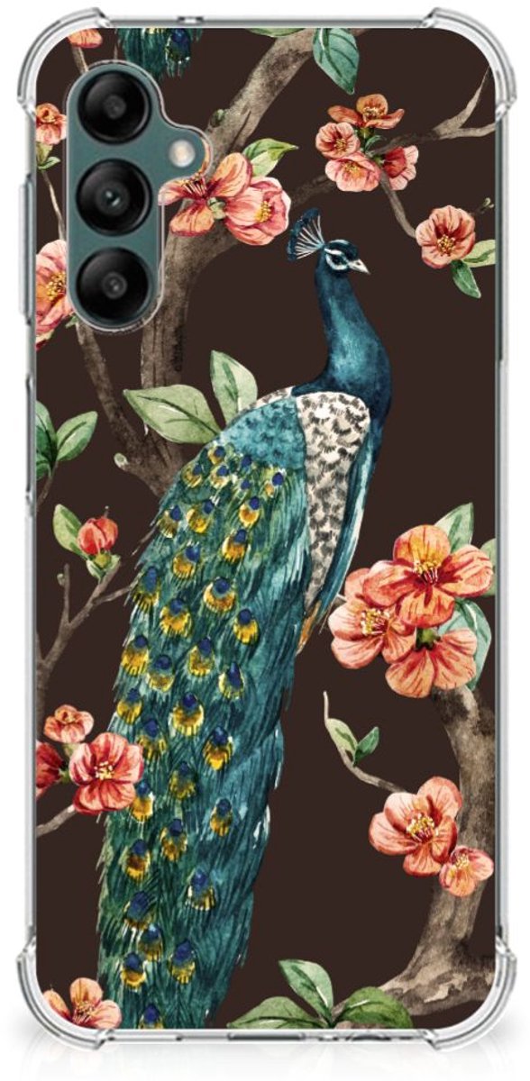 Samsung Galaxy A14 5G/4G Case Anti-shock Pauw met Bloemen