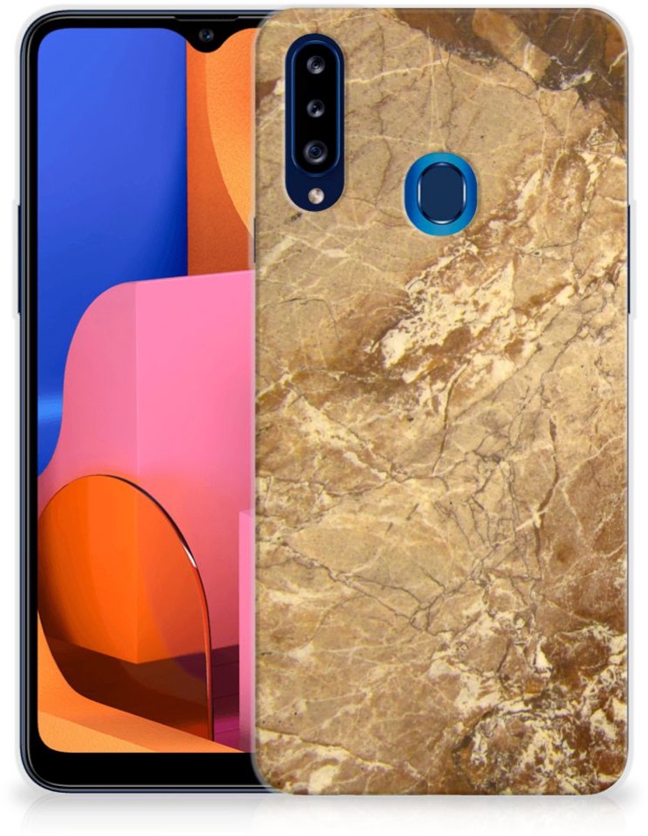 Samsung Galaxy A20s TPU Siliconen Hoesje Marmer Creme