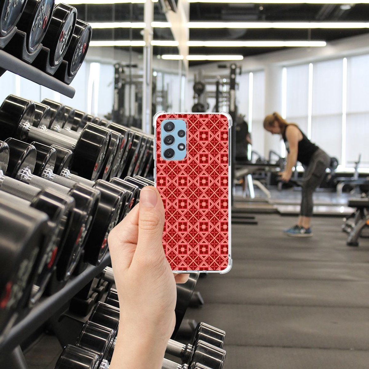 Back Cover voor Samsung Galaxy A73 Doorzichtige Silicone Hoesje Batik Rood