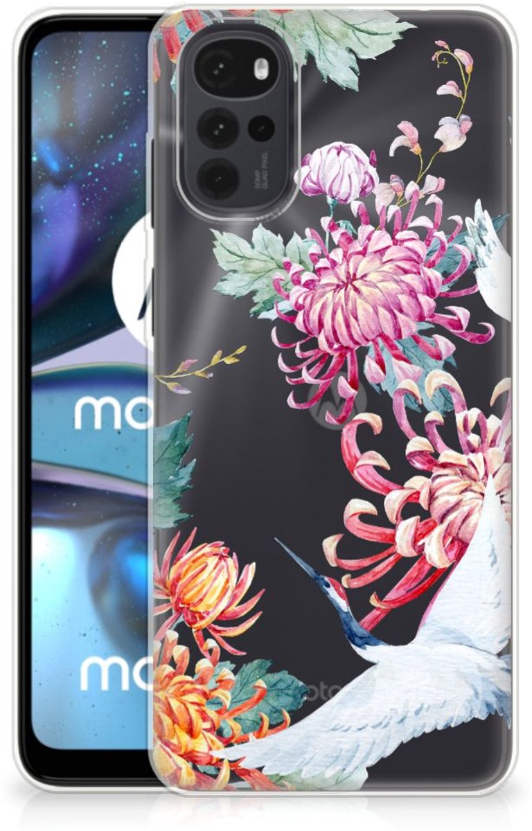 Motorola Moto G22 TPU Hoesje Bird Flowers