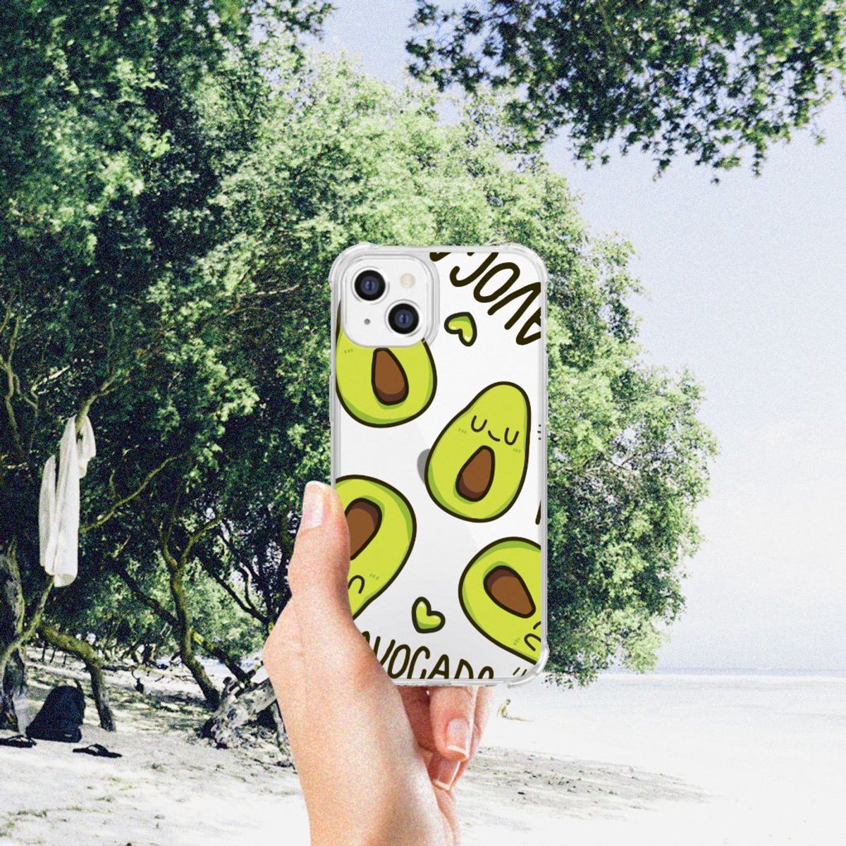 Apple iPhone 14 Plus Stevig Bumper Hoesje Avocado Singing