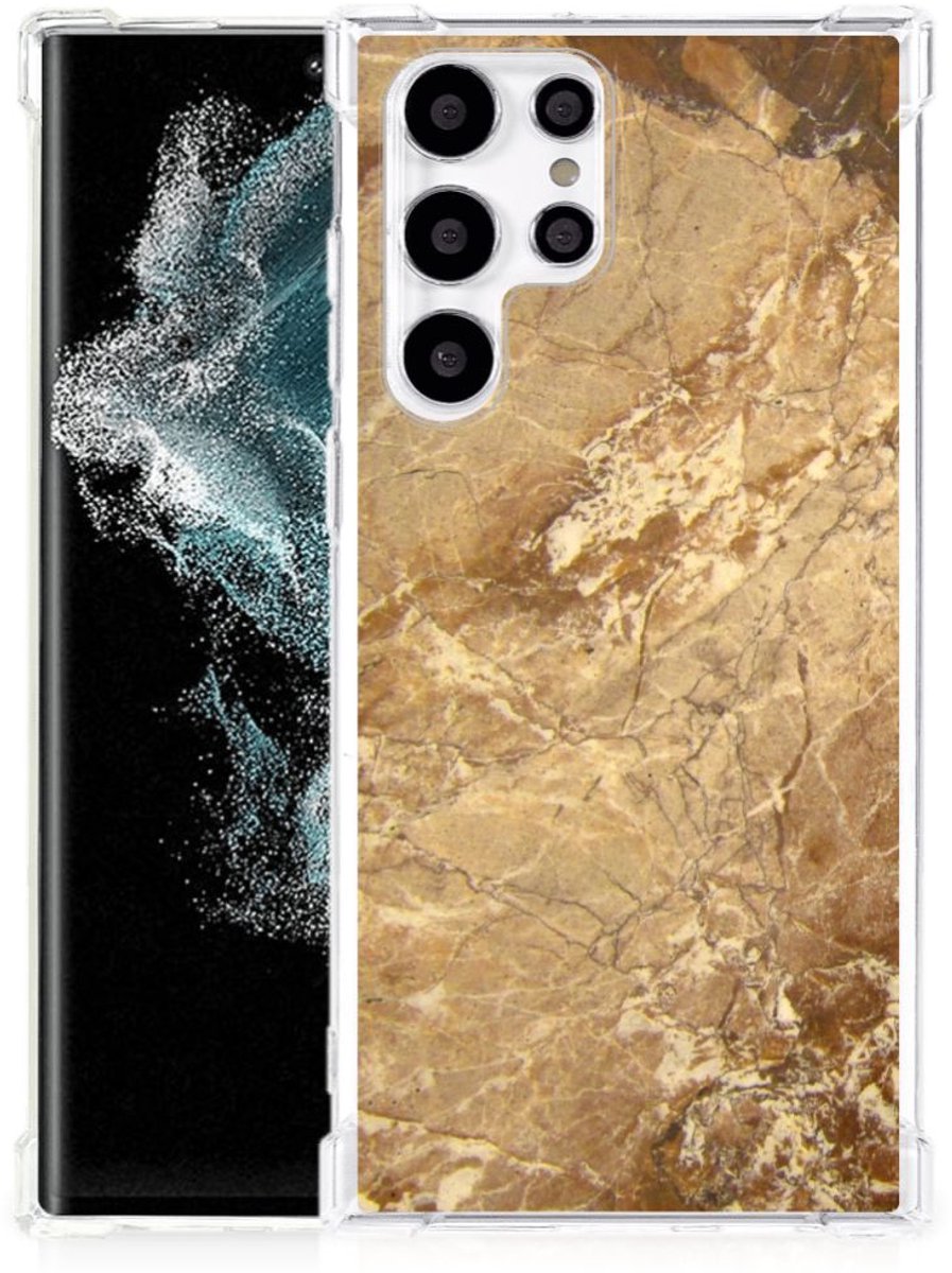 Samsung Galaxy S22 Ultra Anti-Shock Hoesje Marmer Creme