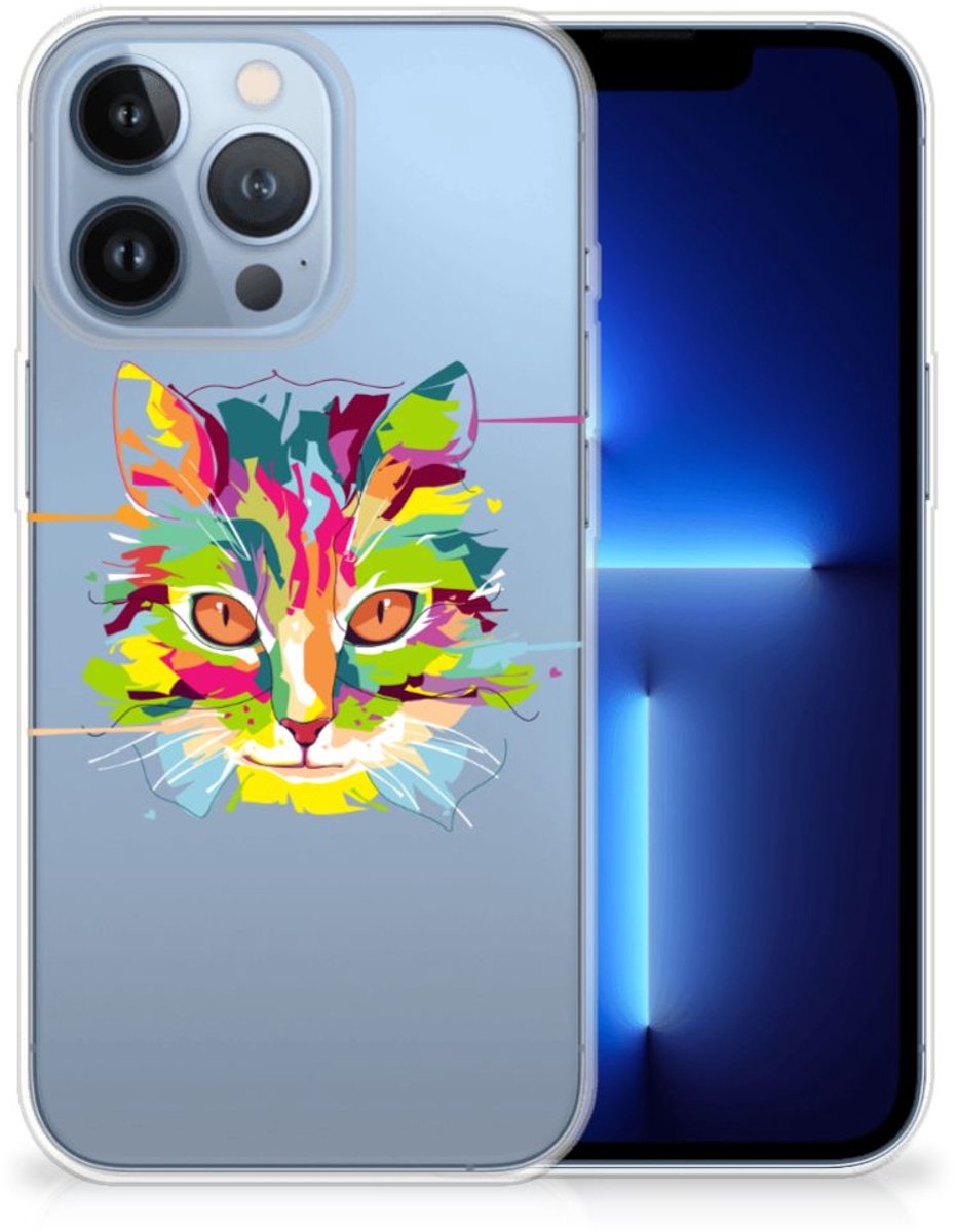 Back Cover voor Apple iPhone 13 Pro Telefoonhoesje met Naam Cat Color