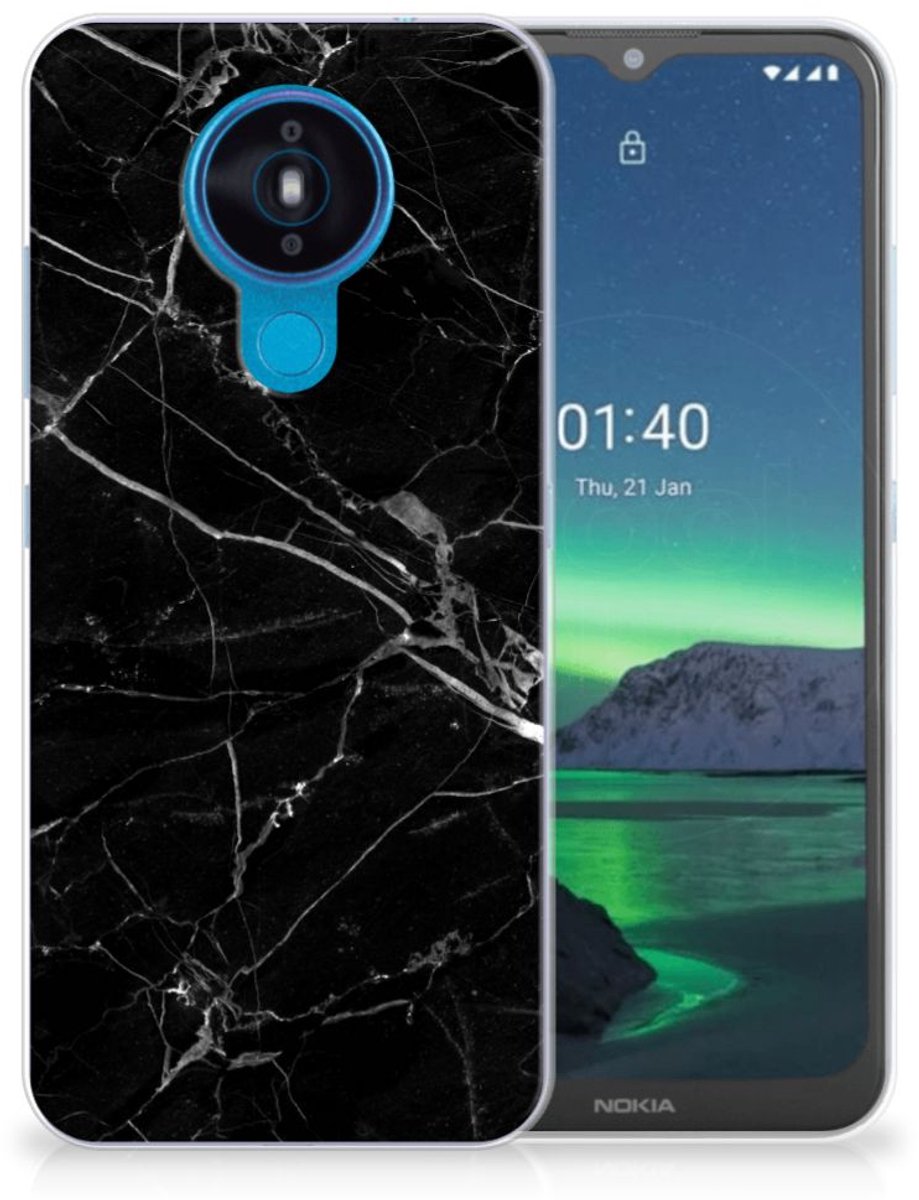Nokia 1.4 TPU Siliconen Hoesje Marmer Zwart - Origineel Cadeau Vader