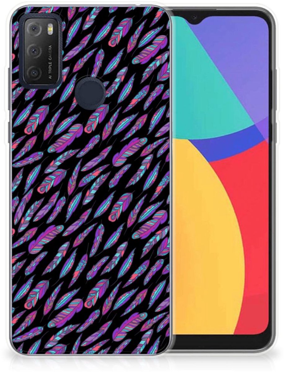 Alcatel 1S (2021) TPU bumper Feathers Color