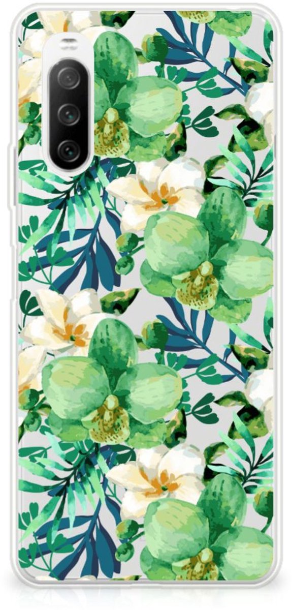 Sony Xperia 10 III TPU Case Orchidee Groen
