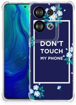 Coque antichoc OPPO Reno8 Coque Smartphone avec bordure transparente Fleurs Blue Ne touchez pas mon téléphone