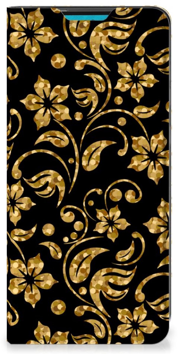Book Case voor Samsung Galaxy A73 Smart Cover Gouden Bloemen