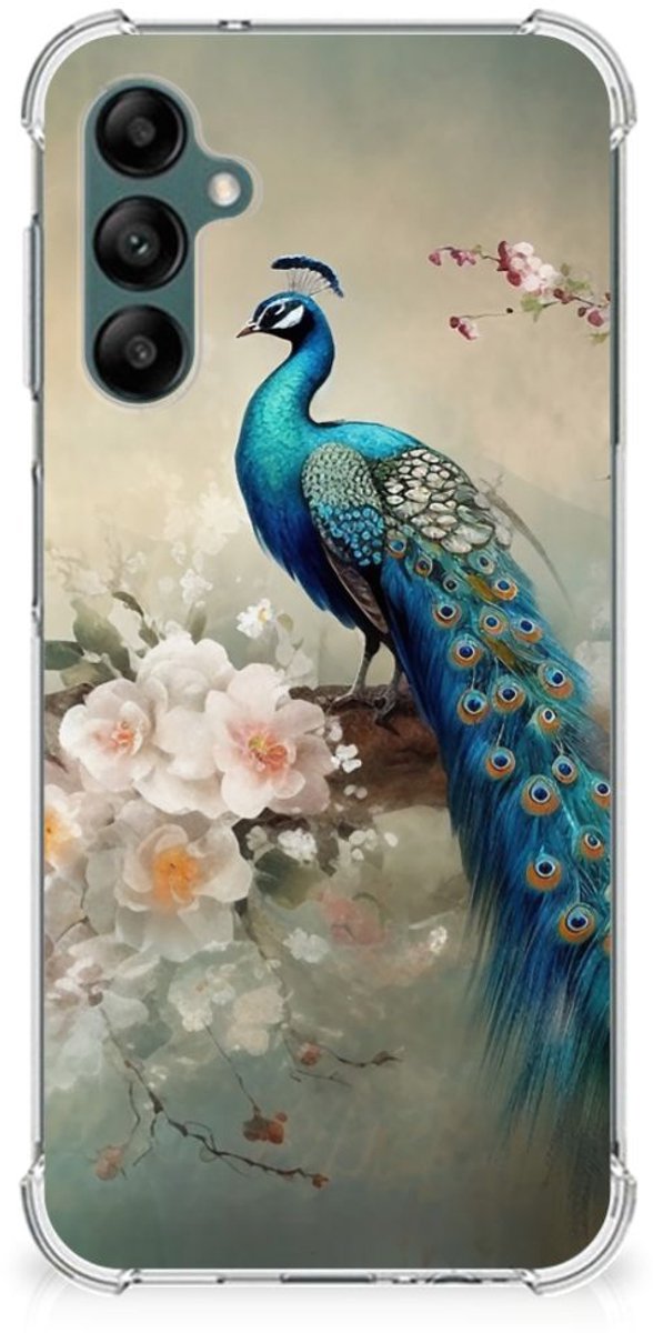 Case Anti-shock voor Samsung Galaxy A14 5G/4G Vintage Pauwen