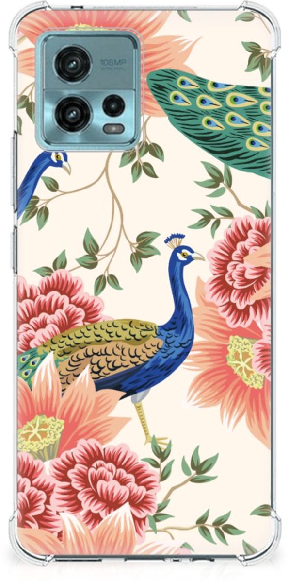Case Anti-shock voor otorola Moto G72 Pink Peacock