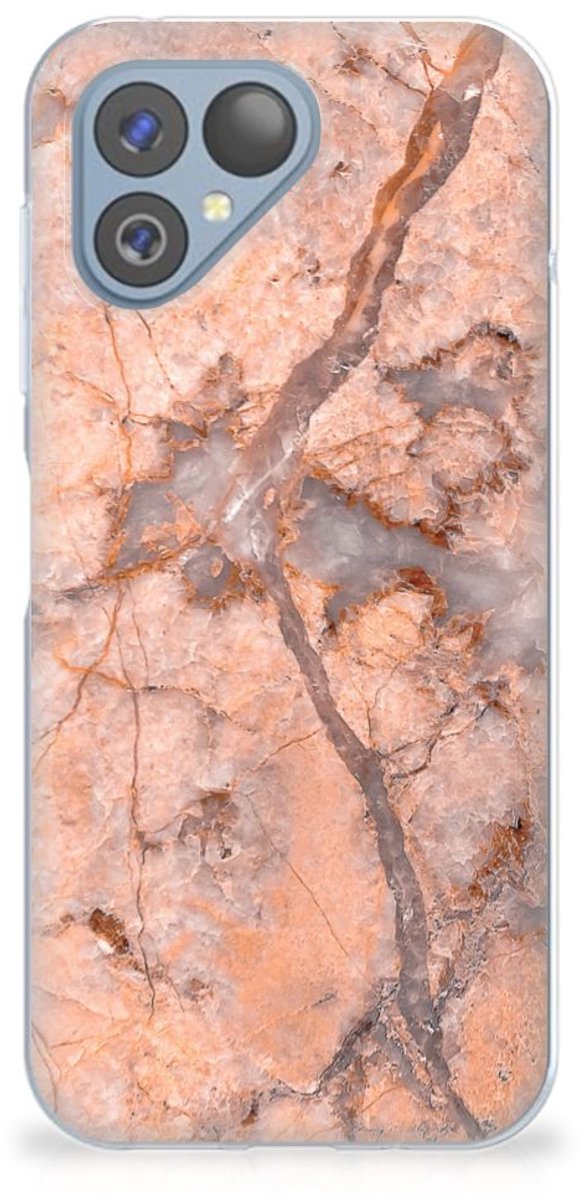 Fairphone 5 TPU Siliconen Hoesje Marmer Oranje