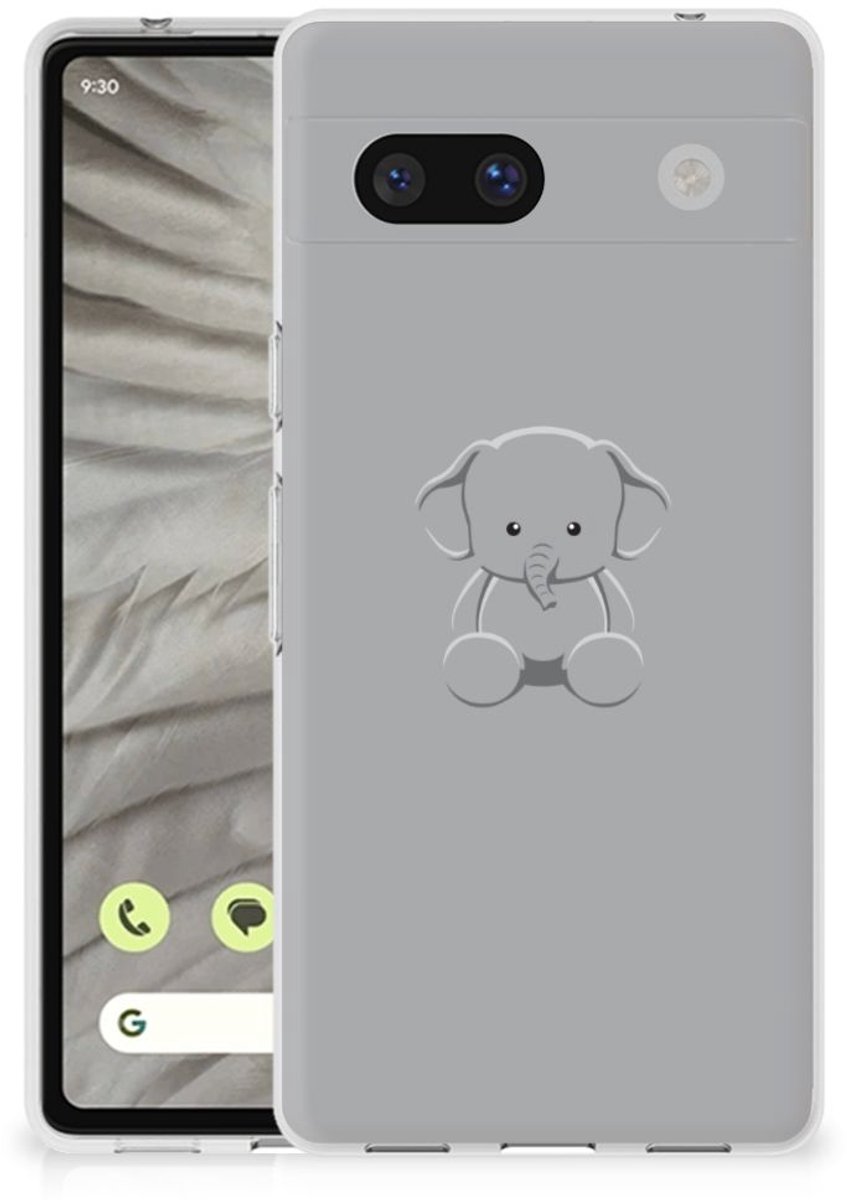 Google Pixel 7A Telefoonhoesje met Naam Grijs Baby Olifant