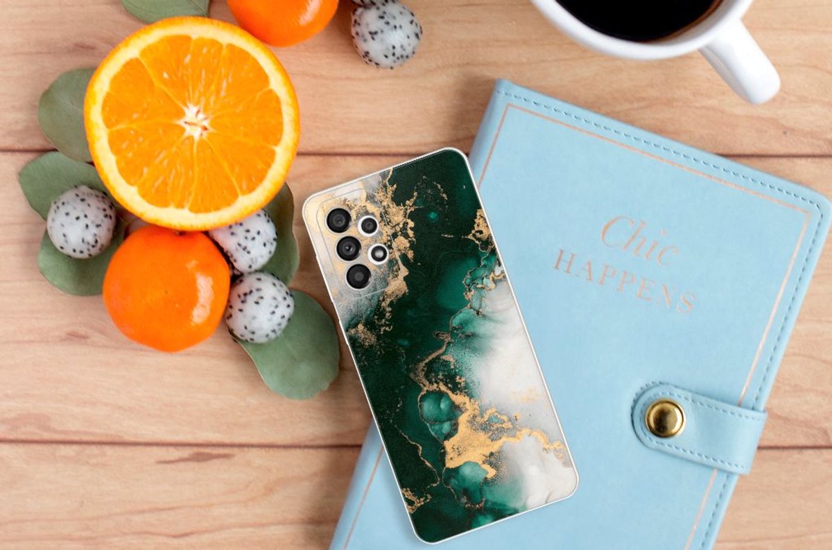 TPU Siliconen Hoesje voor Samsung Galaxy A73 5G Marmer Groen