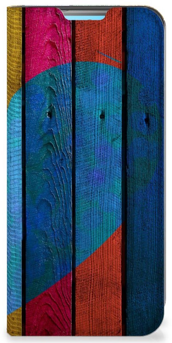 Xiaomi Redmi 10 Book Wallet Case Wood Heart - Cadeau voor je Vriend
