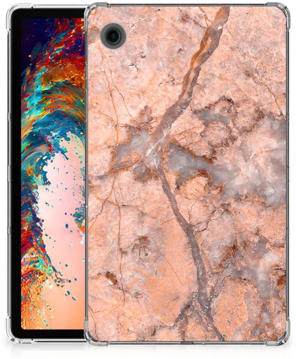 Samsung Galaxy Tab A9 Tablet Back Cover Marmer Oranje