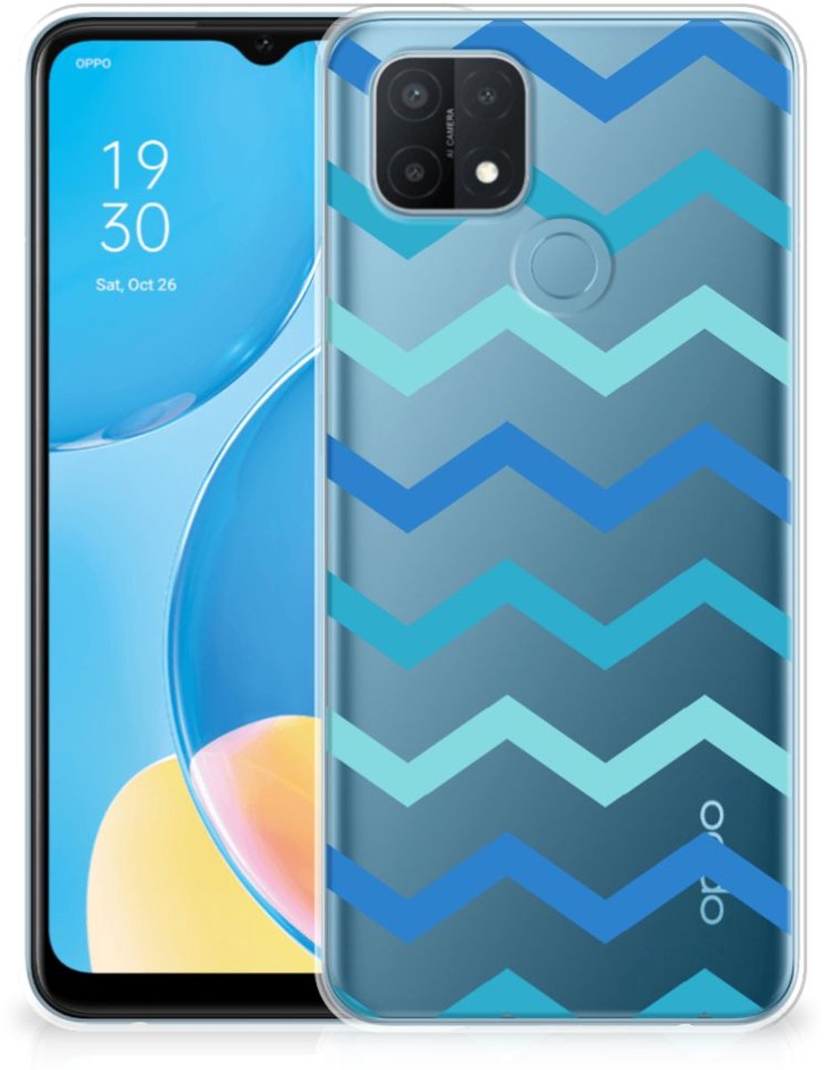 OPPO A15 TPU bumper Zigzag Blauw