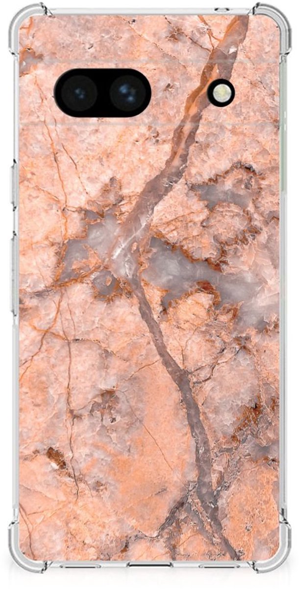 Google Pixel 7A Anti-Shock Hoesje Marmer Oranje