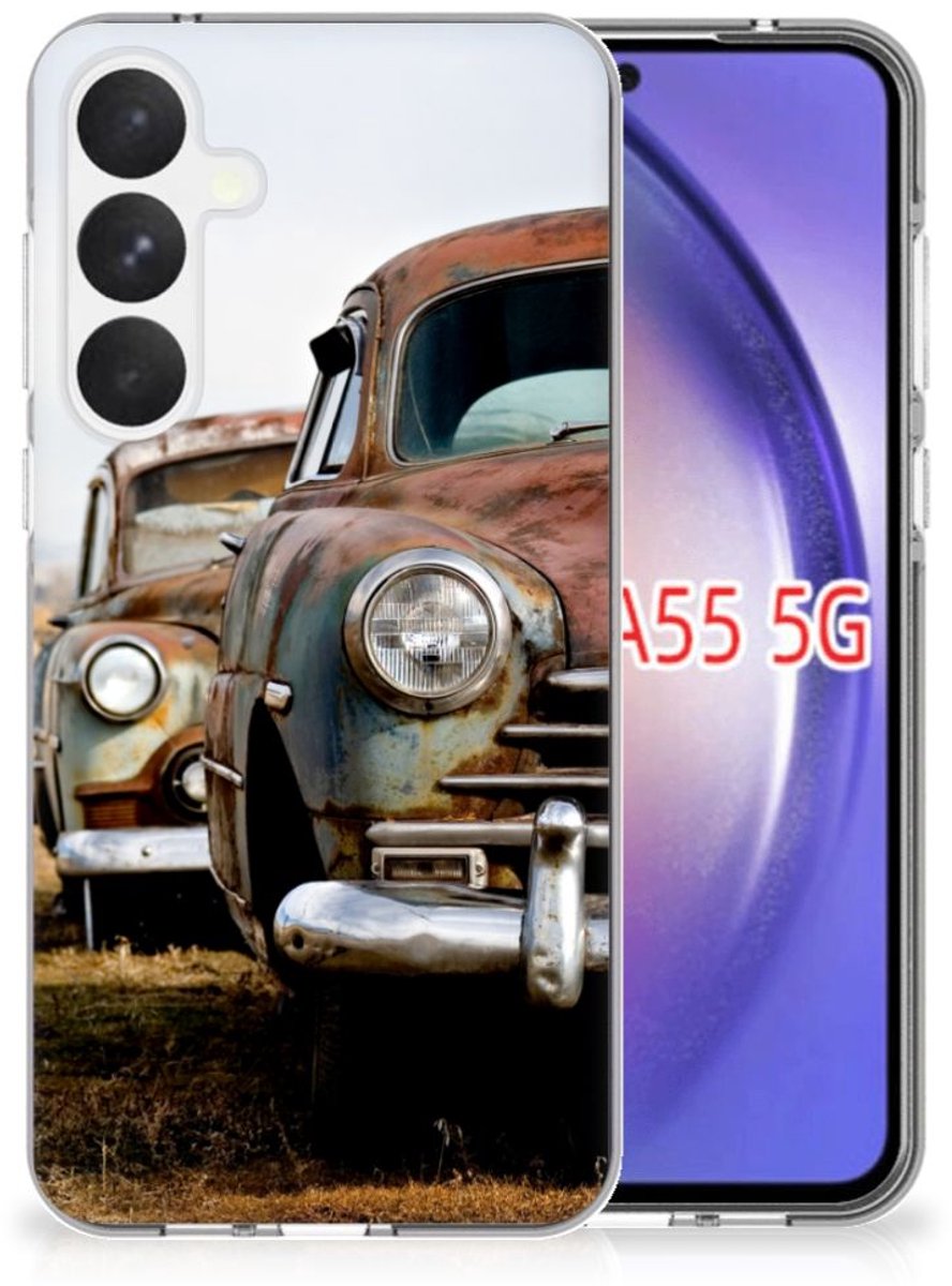 Samsung Galaxy A55 Siliconen Hoesje met foto Vintage Auto