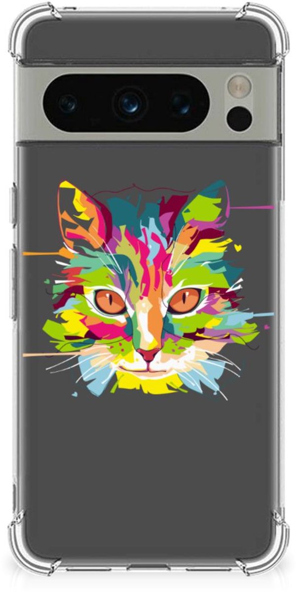 Google Pixel 8 Pro Stevig Bumper Hoesje Cat Color