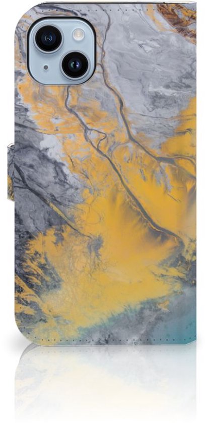 Coque pour iPhone 15 Plus Coque Téléphone Marbre Bleu Or