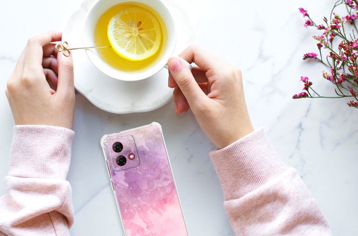 TPU Case Anti-Shock voor Back Cover Motorola Moto G84 Pink Purple Paint