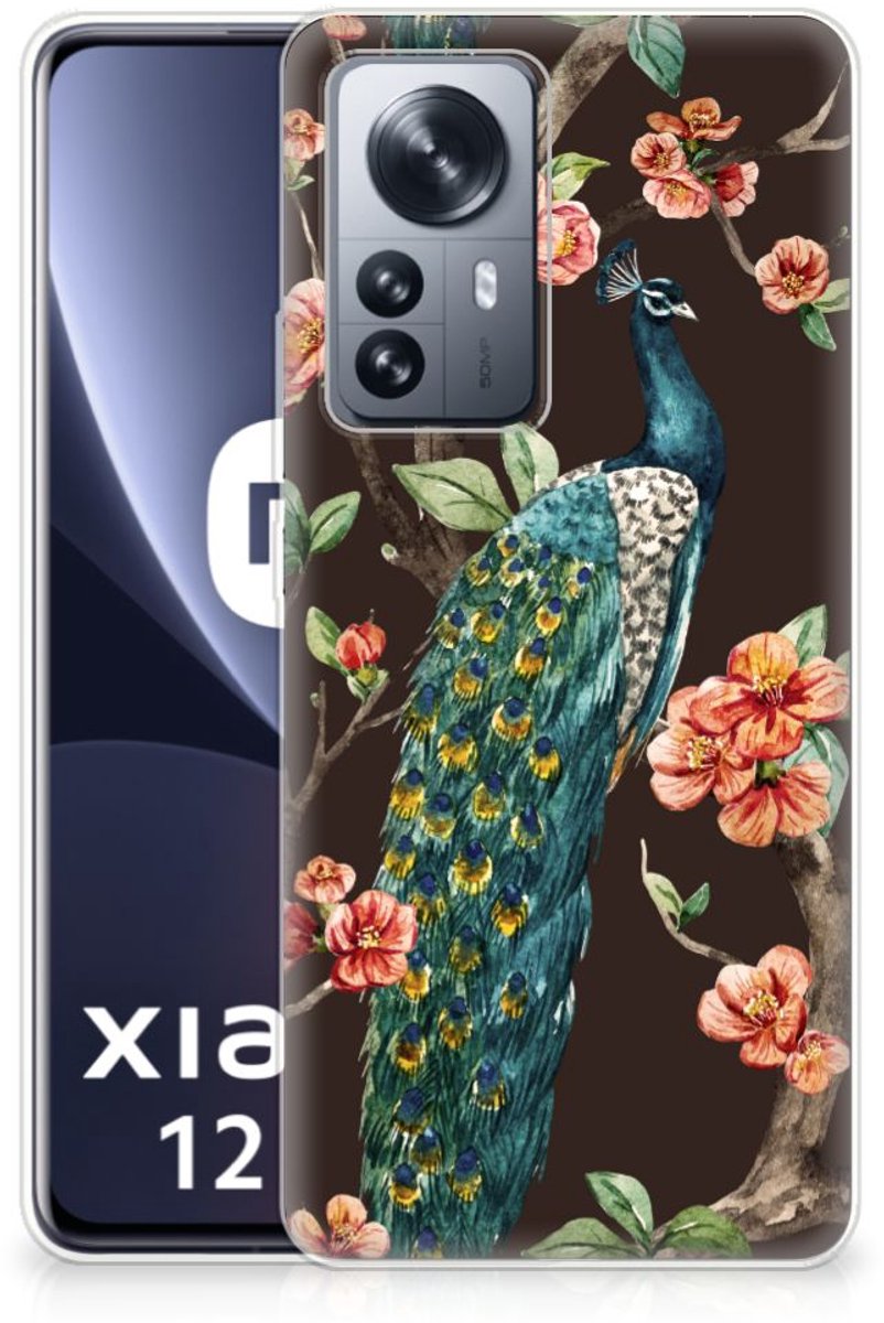 Xiaomi 12 Pro TPU Hoesje Pauw met Bloemen