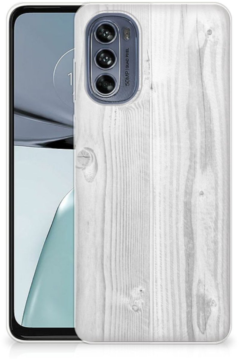 Motorola Moto G62 5G Bumper Hoesje White Wood