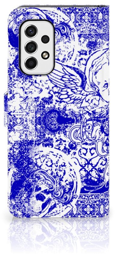 Book Style Case Samsung Galaxy A53 Smartphone Case Angel Skull Blue