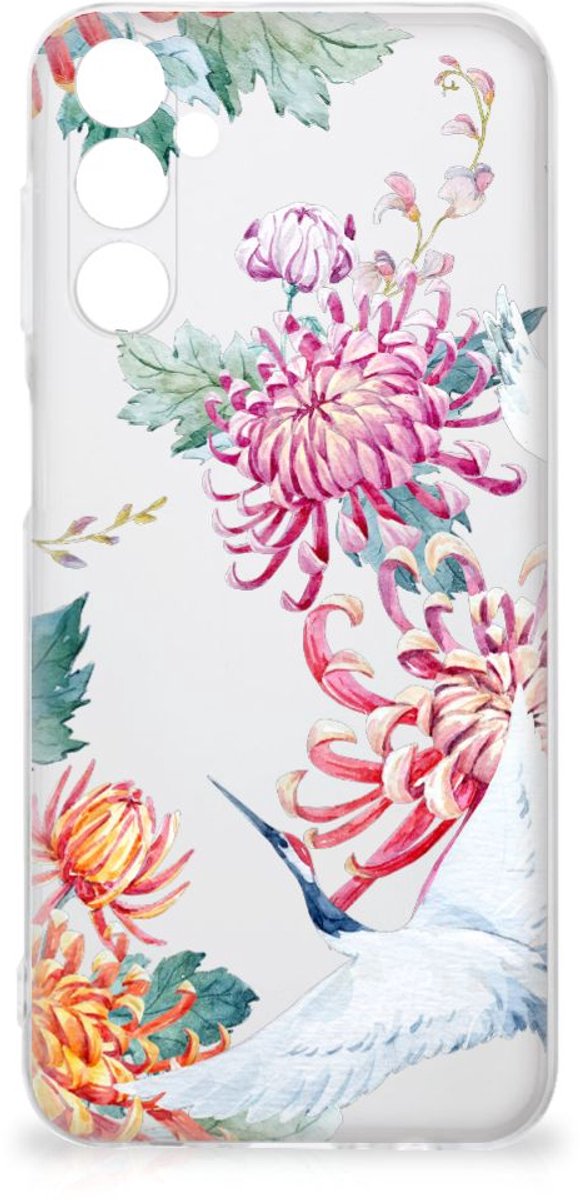 Samsung Galaxy M14 TPU Hoesje Bird Flowers