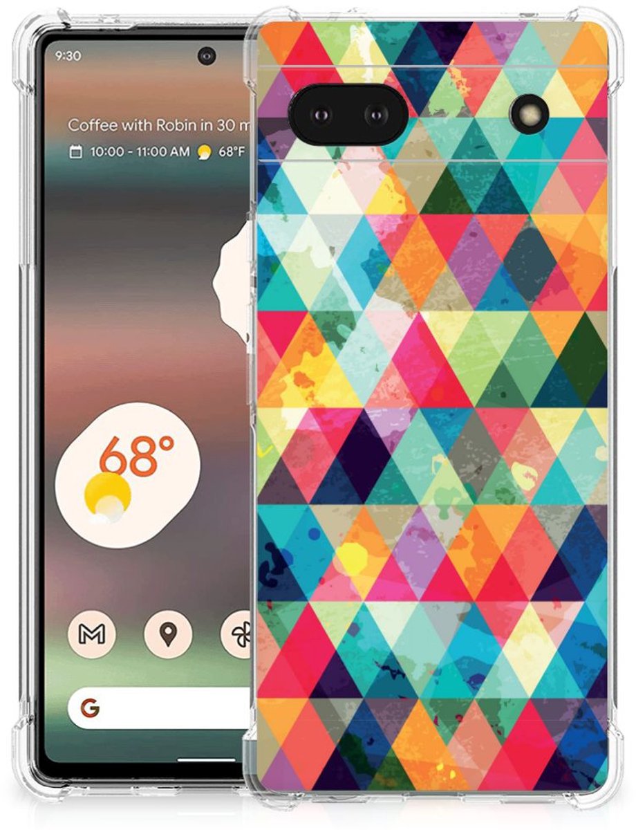 Google Pixel 6A Doorzichtige Silicone Hoesje Geruit