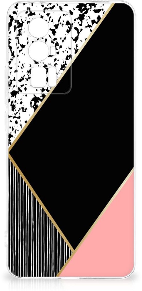 Xiaomi Poco F5 Pro TPU Hoesje Zwart Roze Vormen