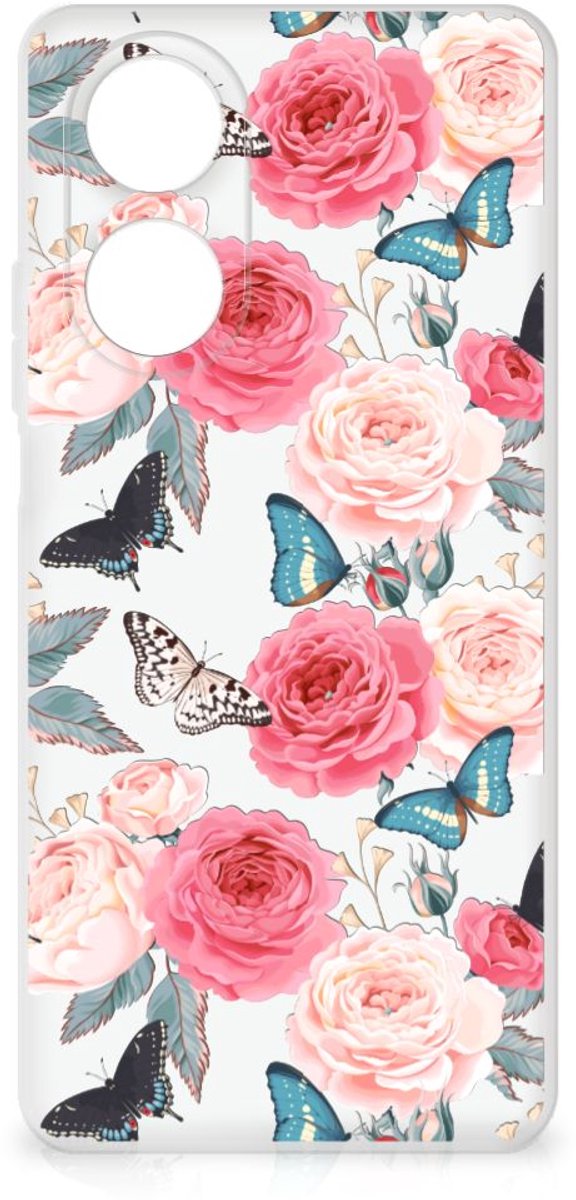 Back Cover voor OPPO A58 4G TPU Case Butterfly Roses