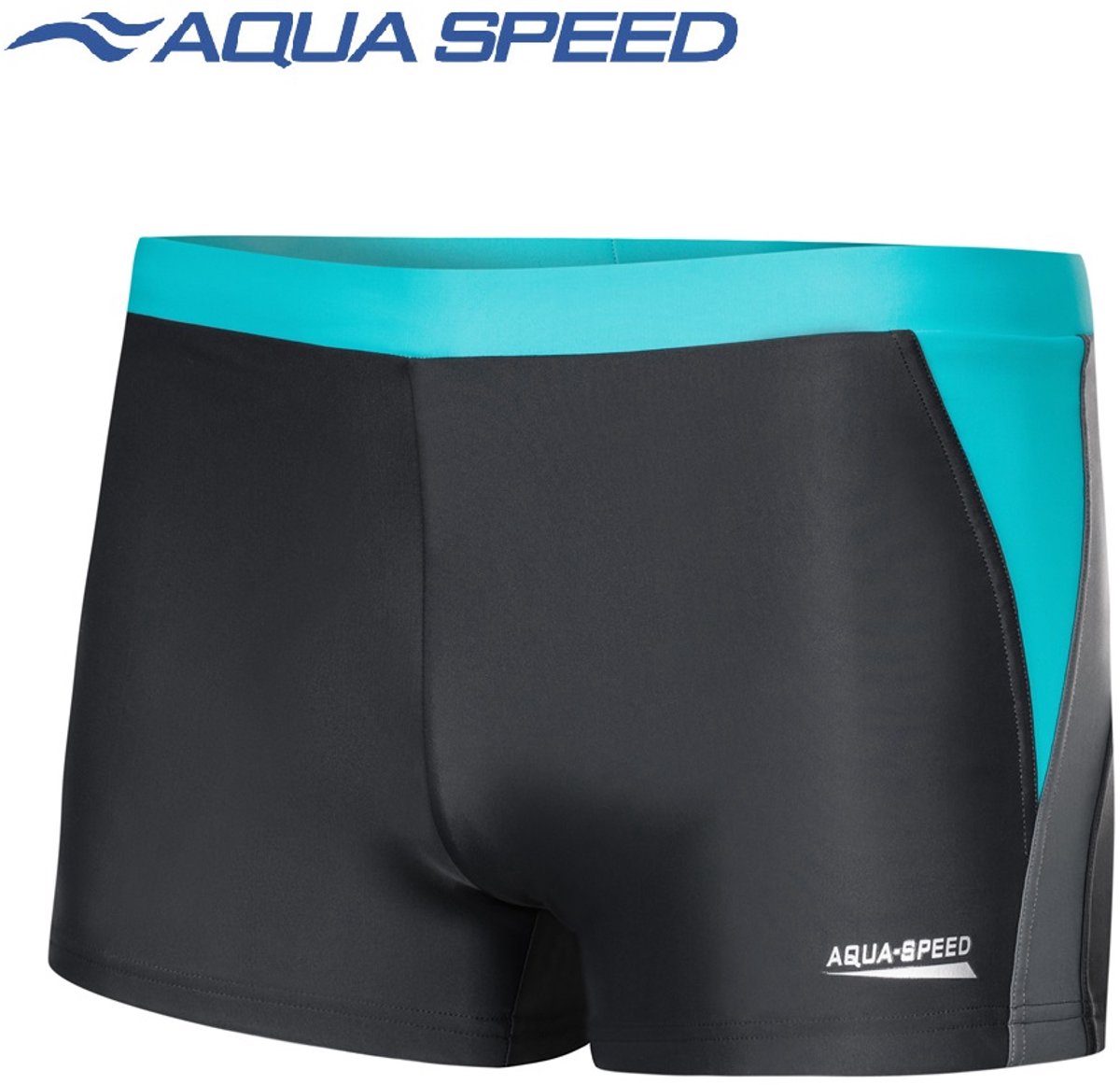 Aqua Speed Dario Heren Zwembroek - Zwemboxer Grijs met Turquoise XXL
