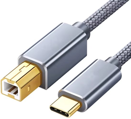USB-C naar Printerkabel USB-B USB-C 0,5m Spacegrey gevlochten kabel voor HP Canon Brother Epson printers