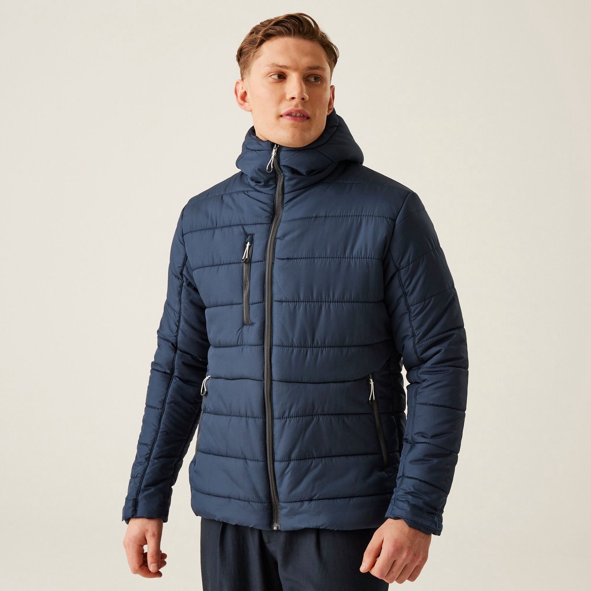 Gevulde Jas Heren Insulated Zippers Blauw