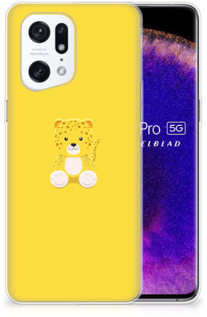 OPPO Find X5 Pro Telefoonhoesje met Naam Baby Leopard
