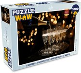 Puzzel Lichtjes - Champagne - Dienblad - Glazen - Legpuzzel - Puzzel 1000 stukjes volwassenen