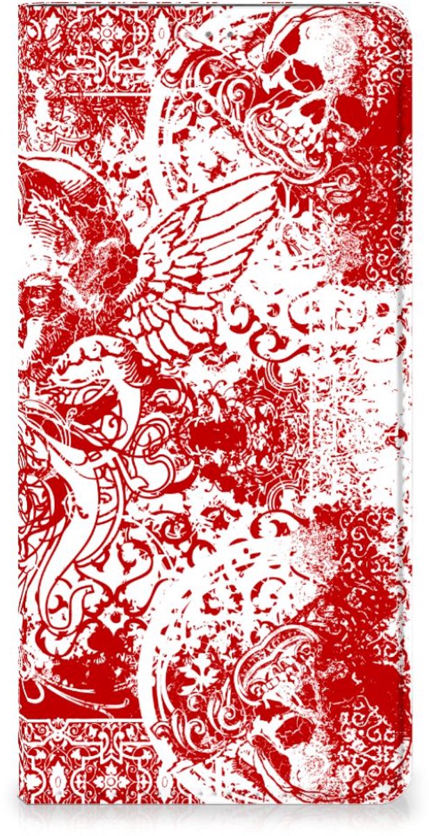 Mobiel BookCase Samsung Galaxy A13 (4G) Angel Skull Rood