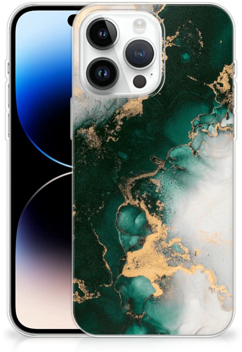 TPU Siliconen Hoesje voor iPhone 14 Pro Max Marmer Groen