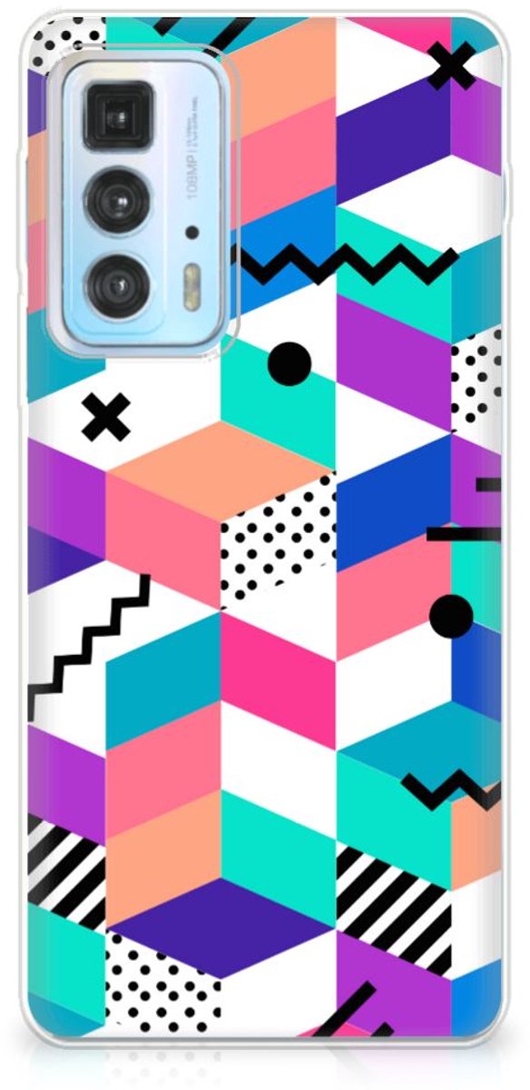Motorola Edge 20 Pro TPU Hoesje Blokken Kleurrijk