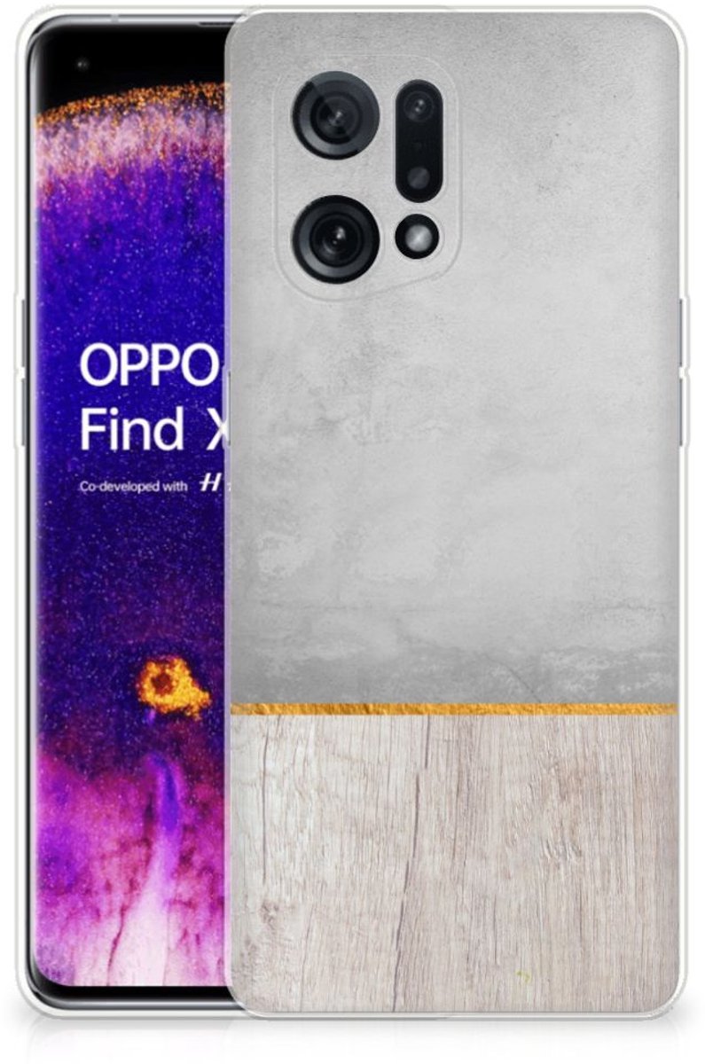 OPPO Find X5 Bumper Hoesje Wood Concrete
