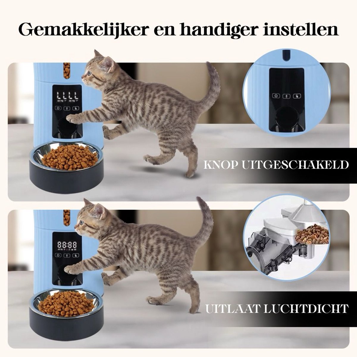 Afbeelding 3 van Themio Automatische Voerbak - Groen - Kat en Hond - Voerautomaat - 4L - Voerdispenser - Met App- Wifi Model - Spraakfunctie