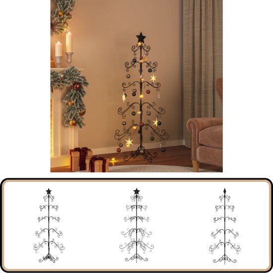 vidaXL Kerstdecoratie kerstboom 150 cm metaal zwart