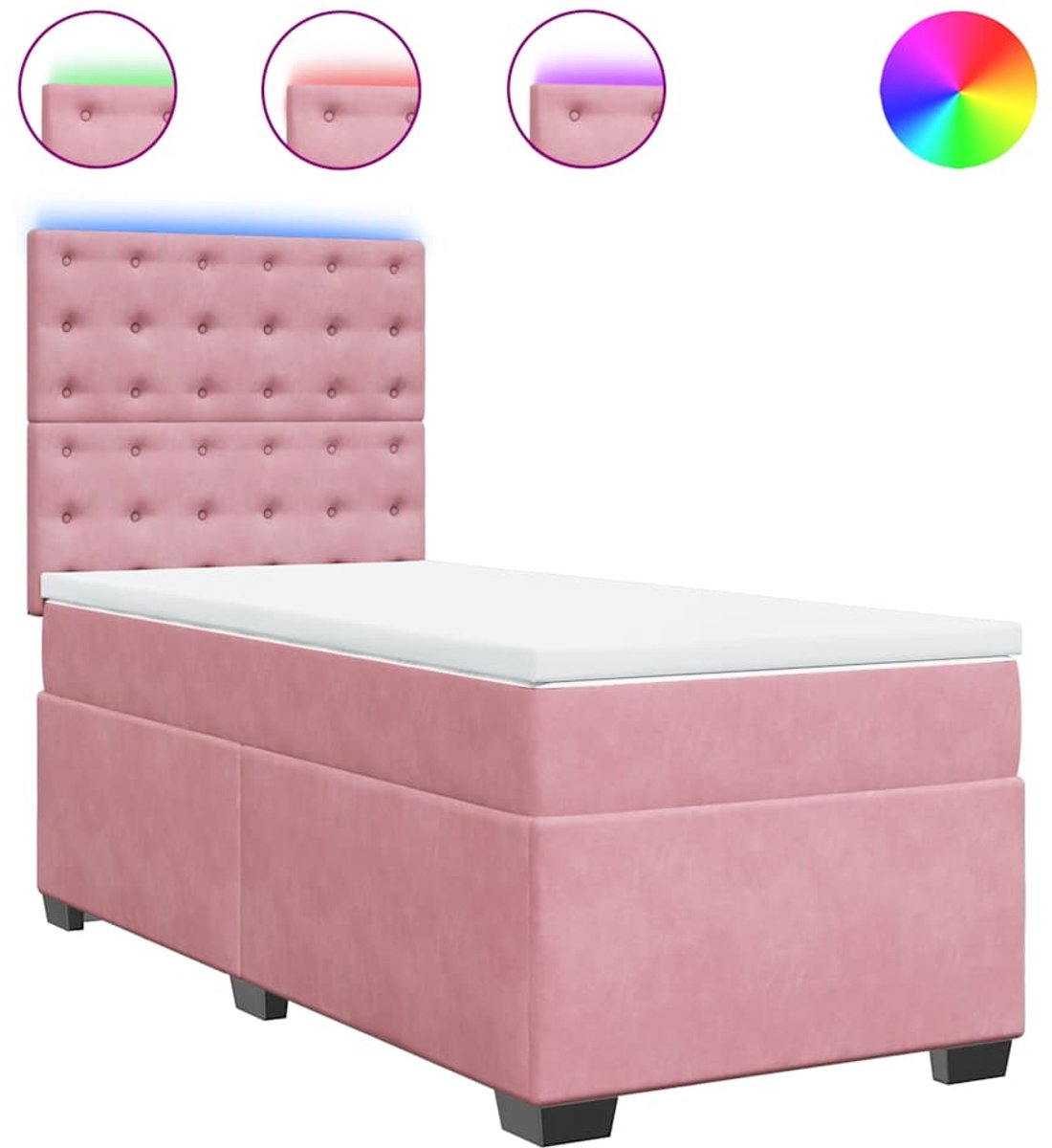 vidaXL - Boxspring - met - matras - fluweel - roze - 80x200 - cm