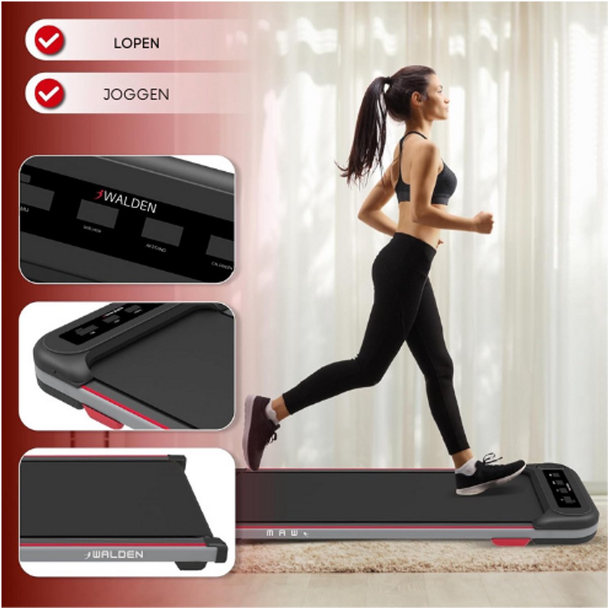 Afbeelding 2 van Loopband Walking Pad Opvouwbaar - 0,75 PK Motor - Helling 1-6 km/u - Ultra-Plat Design Onder Het Bureau - Max. Gewicht 100 KG