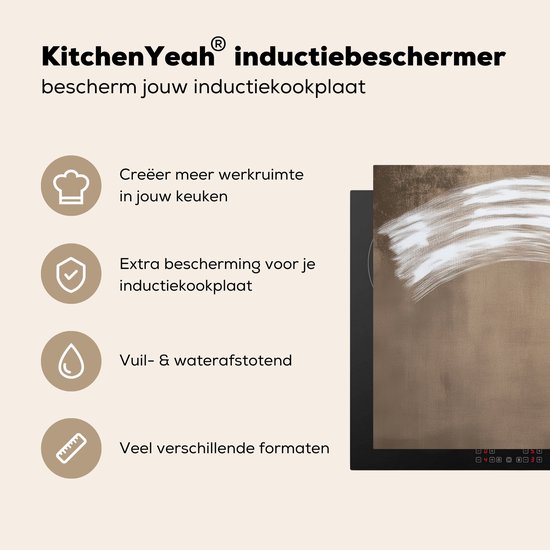 KitchenYeah® Protection plaque induction 85x50 cm - Peinture - Marron - Japandi - Protege plaque de cuisson - Couvre plaque induction - Protecteur d'induction - Cuisine